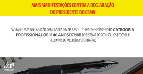 Mais associações se mobilizam contra declaração do presidente do CFMV