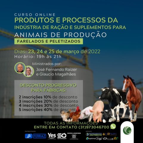 23/03 a 25/03 – GMG Online: curso online teórico prático sobre produtos e processos industriais com foco em farelados e peletizados para animais de produção